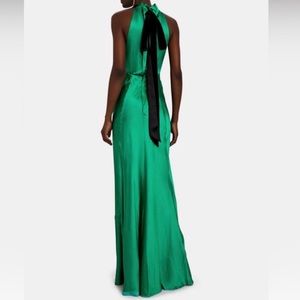 Saloni Green Silk Evening Dress